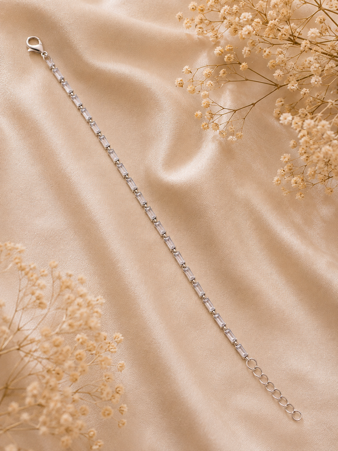 Silver Baguette Crystal Tennis Bracelet