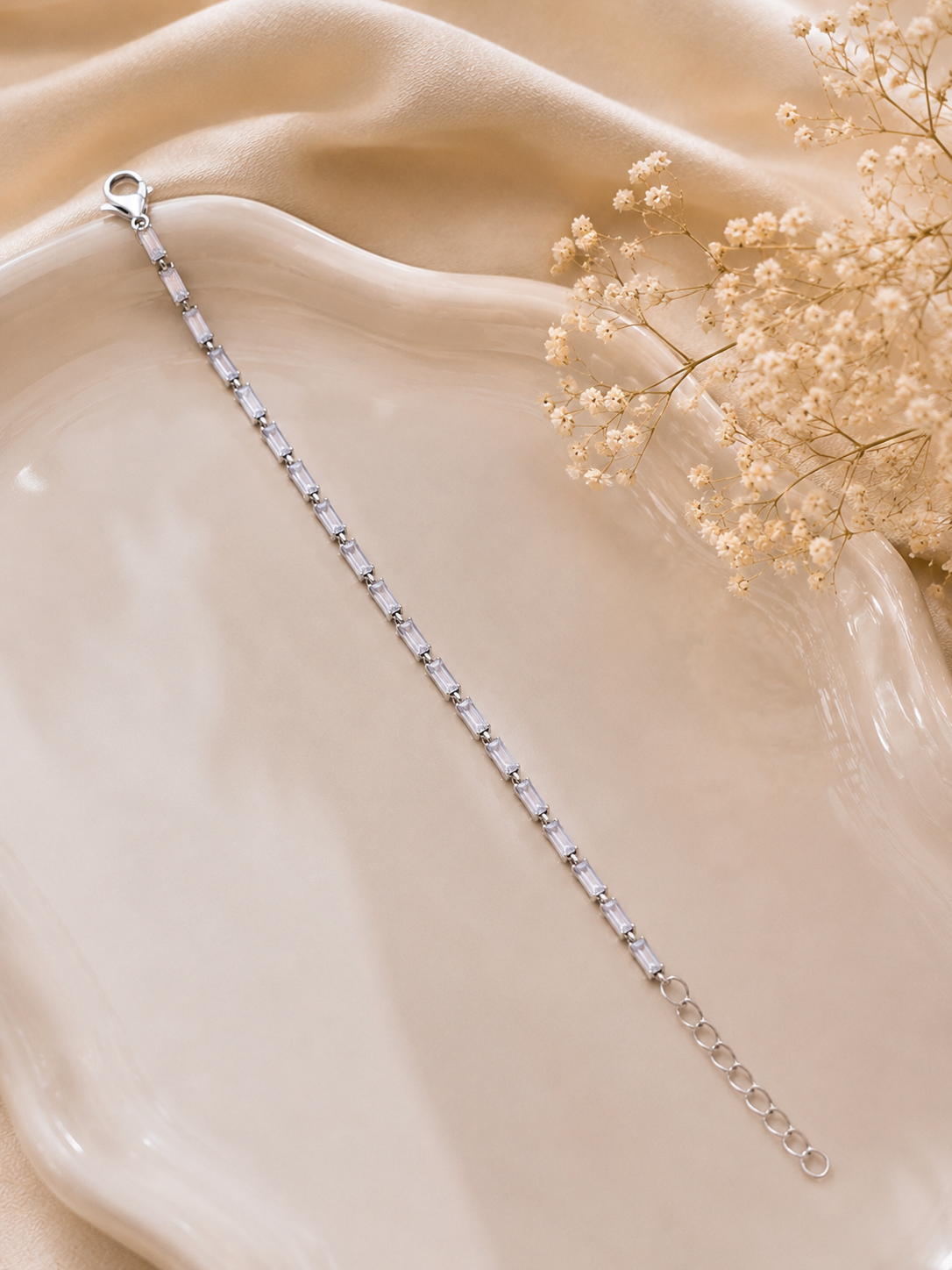 Silver Baguette Crystal Tennis Bracelet