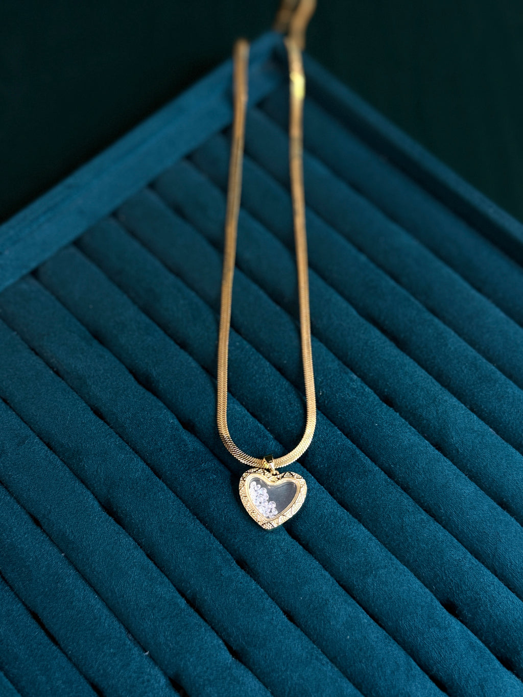 Crystal Heart Locket Necklace
