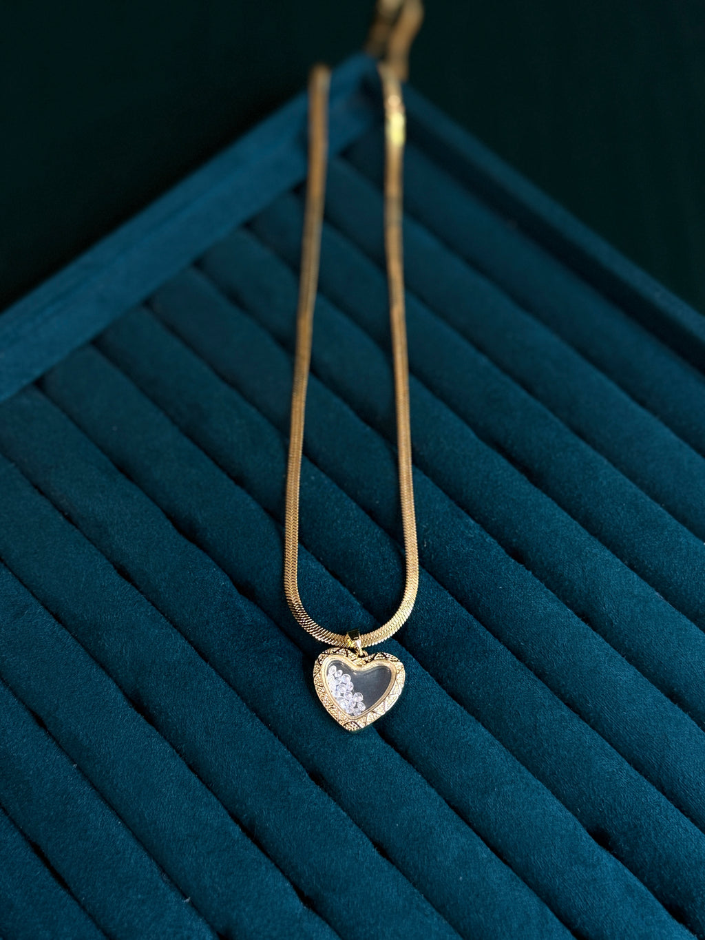 Crystal Heart Locket Necklace