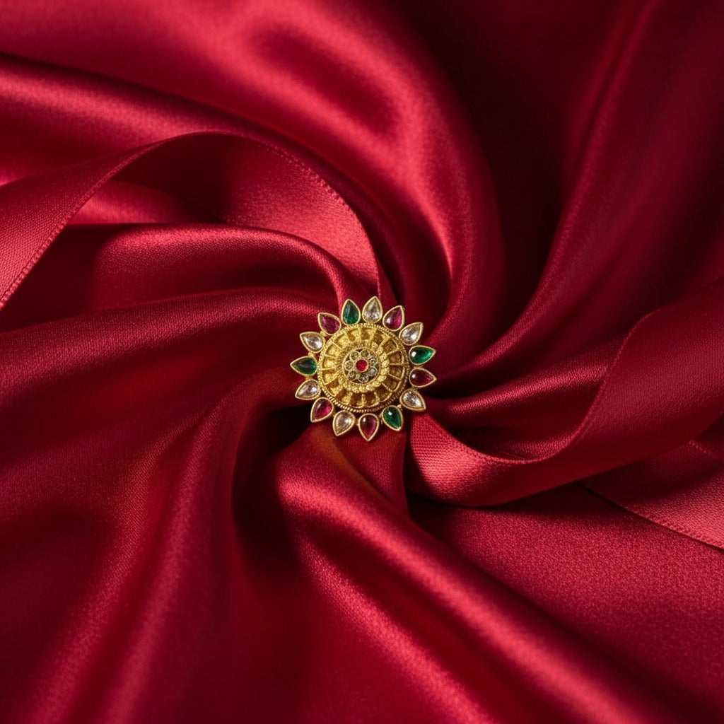Navratna Sunburst Heritage Ring