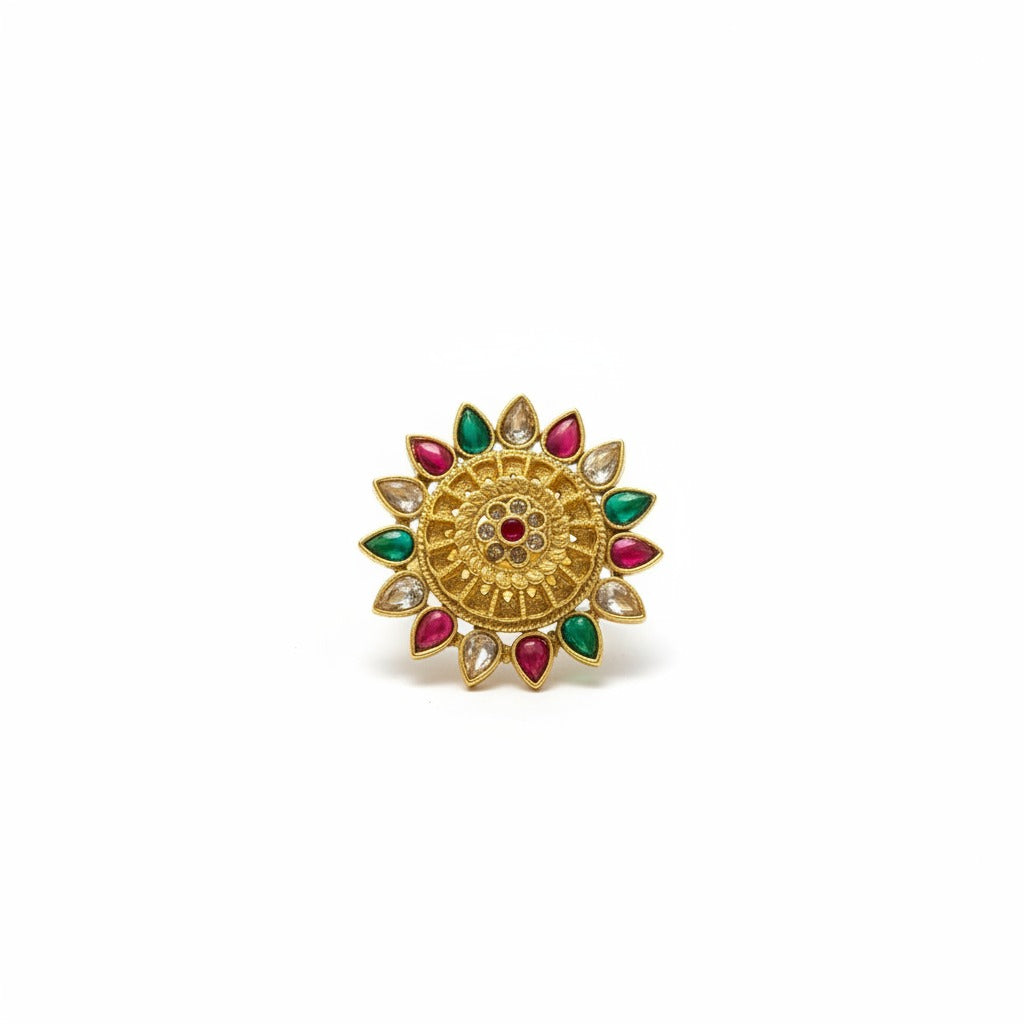 Navratna Sunburst Heritage Ring