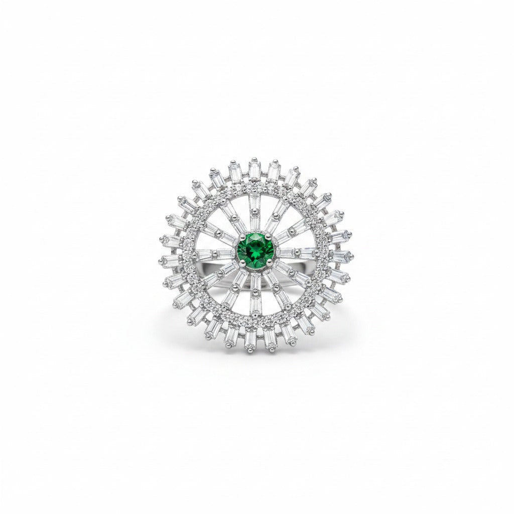 Emerald Halo Radiance Ring