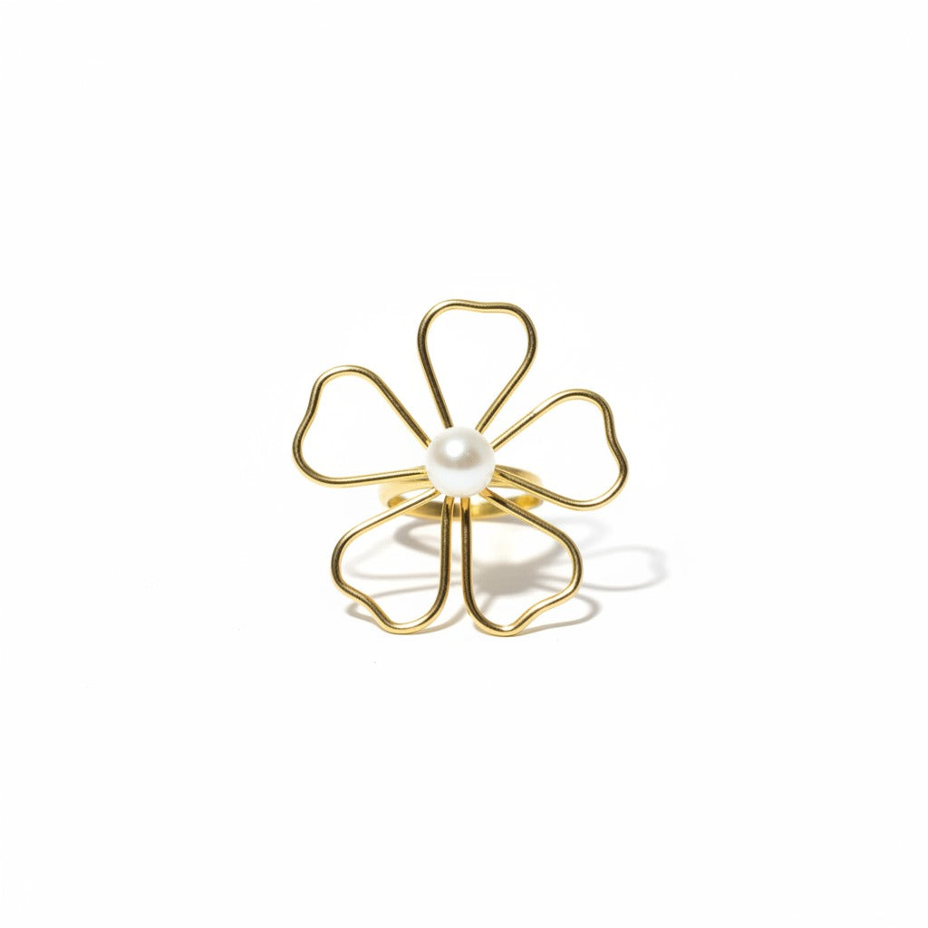 Pearl Bloom Minimal Ring