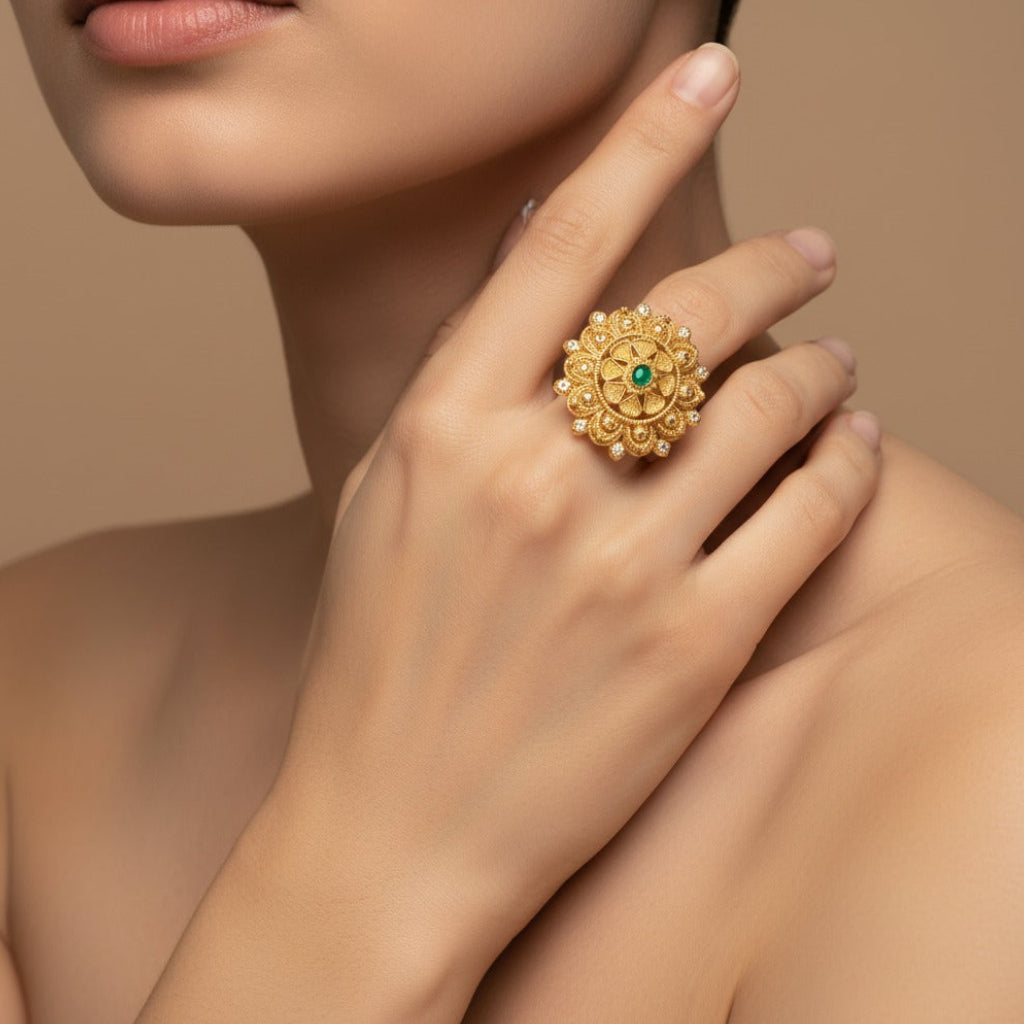 Emerald Mandala Heritage Ring