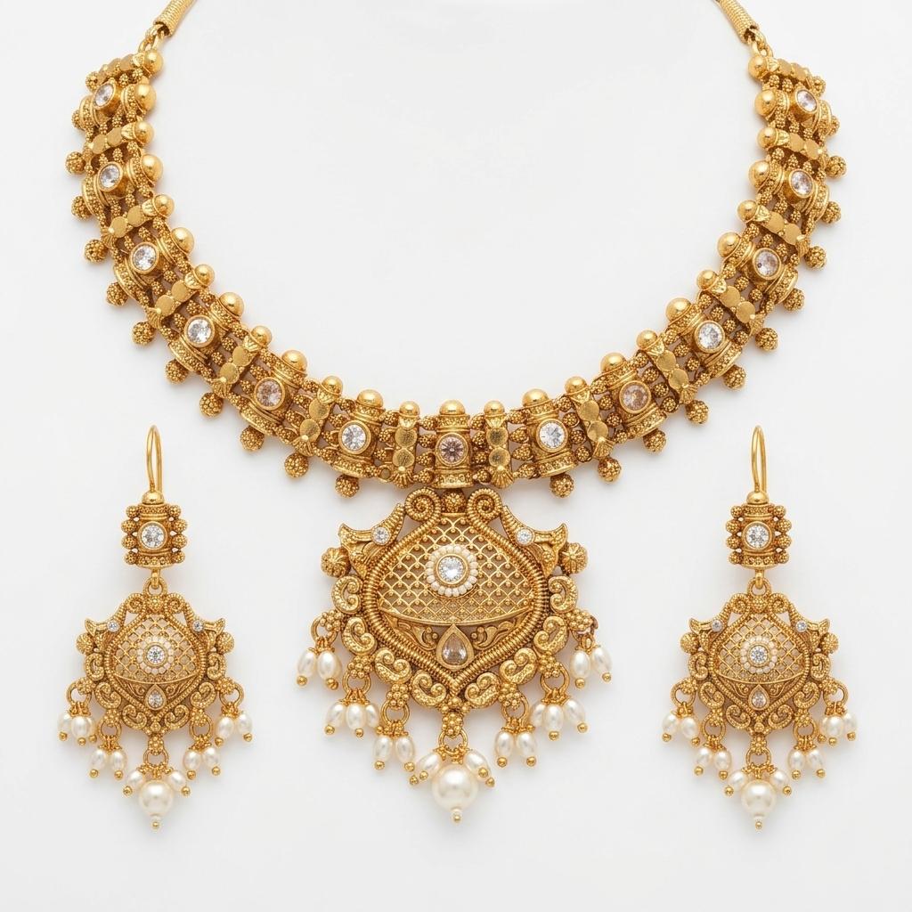 Royal Antique Temple Gold Necklace Set