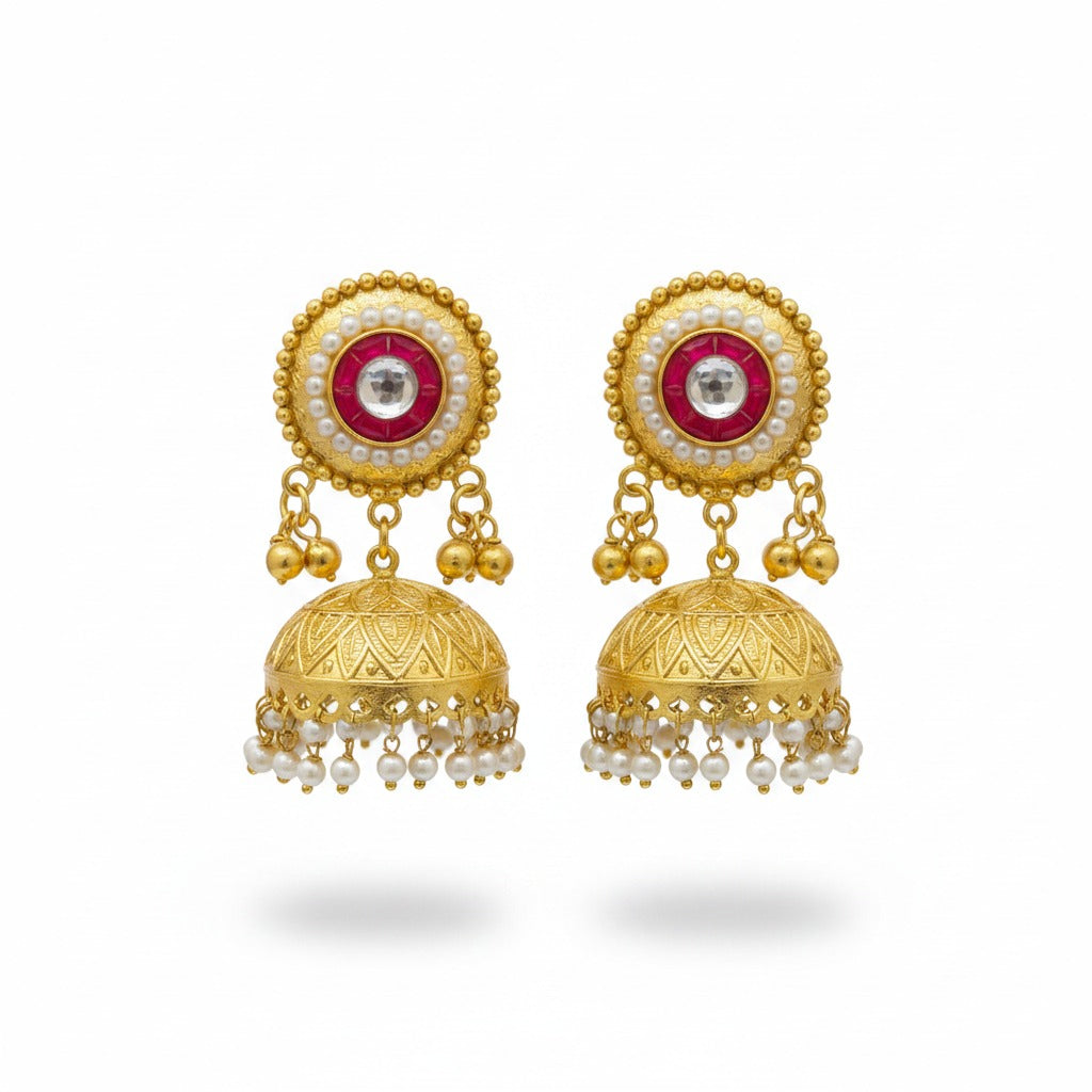 Royal Kundan Pearl Jhumka Earrings