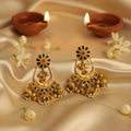 Antique Black Stone Chandbali Jhumka Earrings