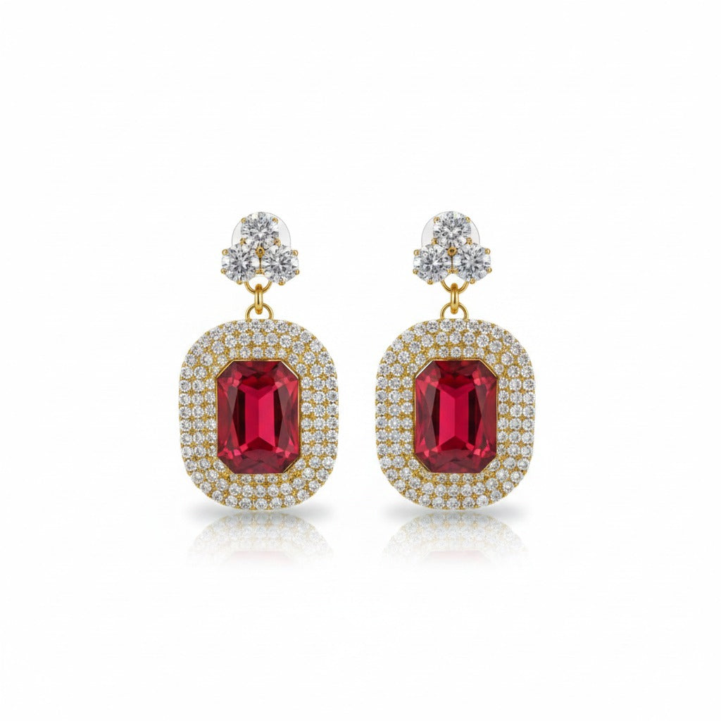 Ruby Luxe Crystal Drop Earrings