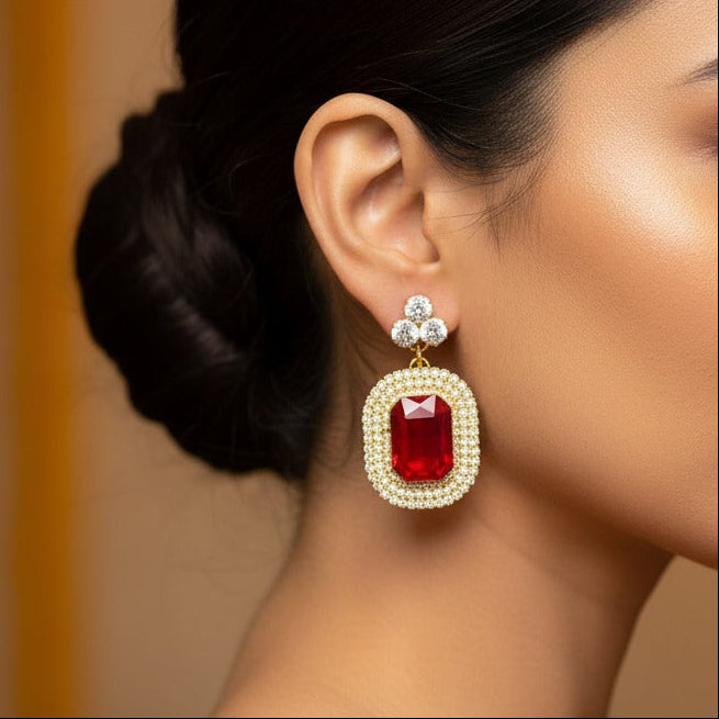 Ruby Luxe Crystal Drop Earrings