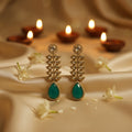 Emerald Teardrop Kundan Statement Earrings