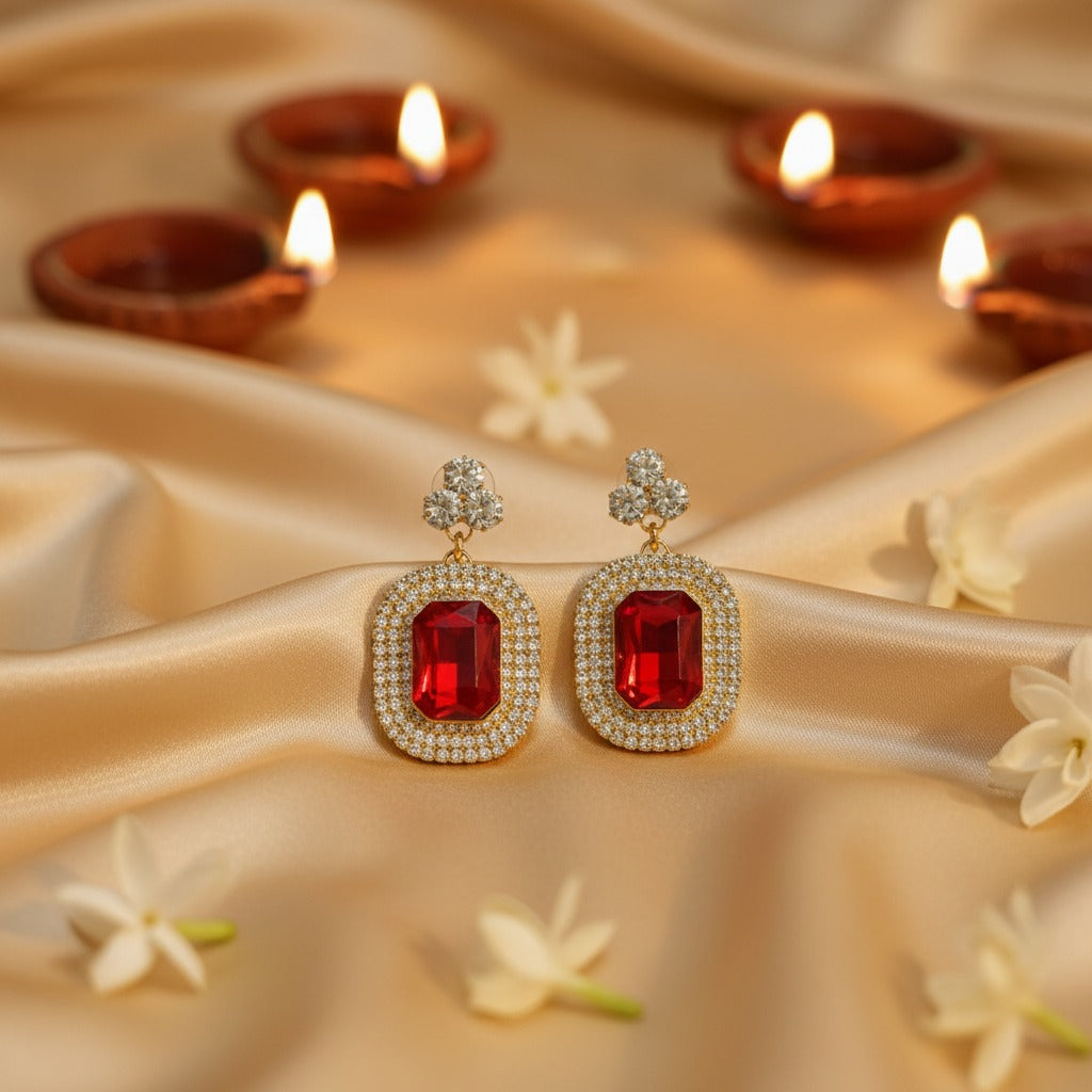 Ruby Luxe Crystal Drop Earrings