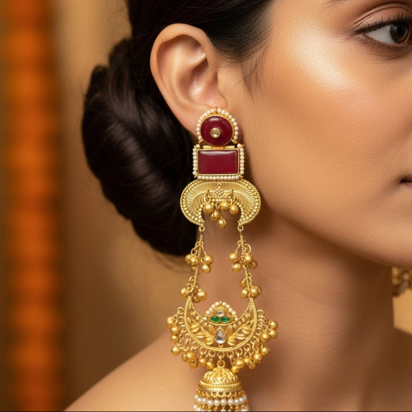 Royal Chandrika Kundan Pearl Drop Earrings