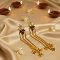 Antique Ruby Drop Chain Statement Earrings