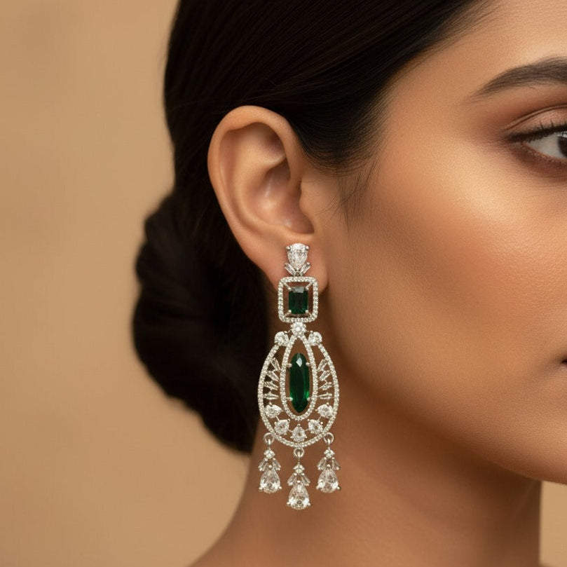 Emerald Luxe Crystal Drop Earrings