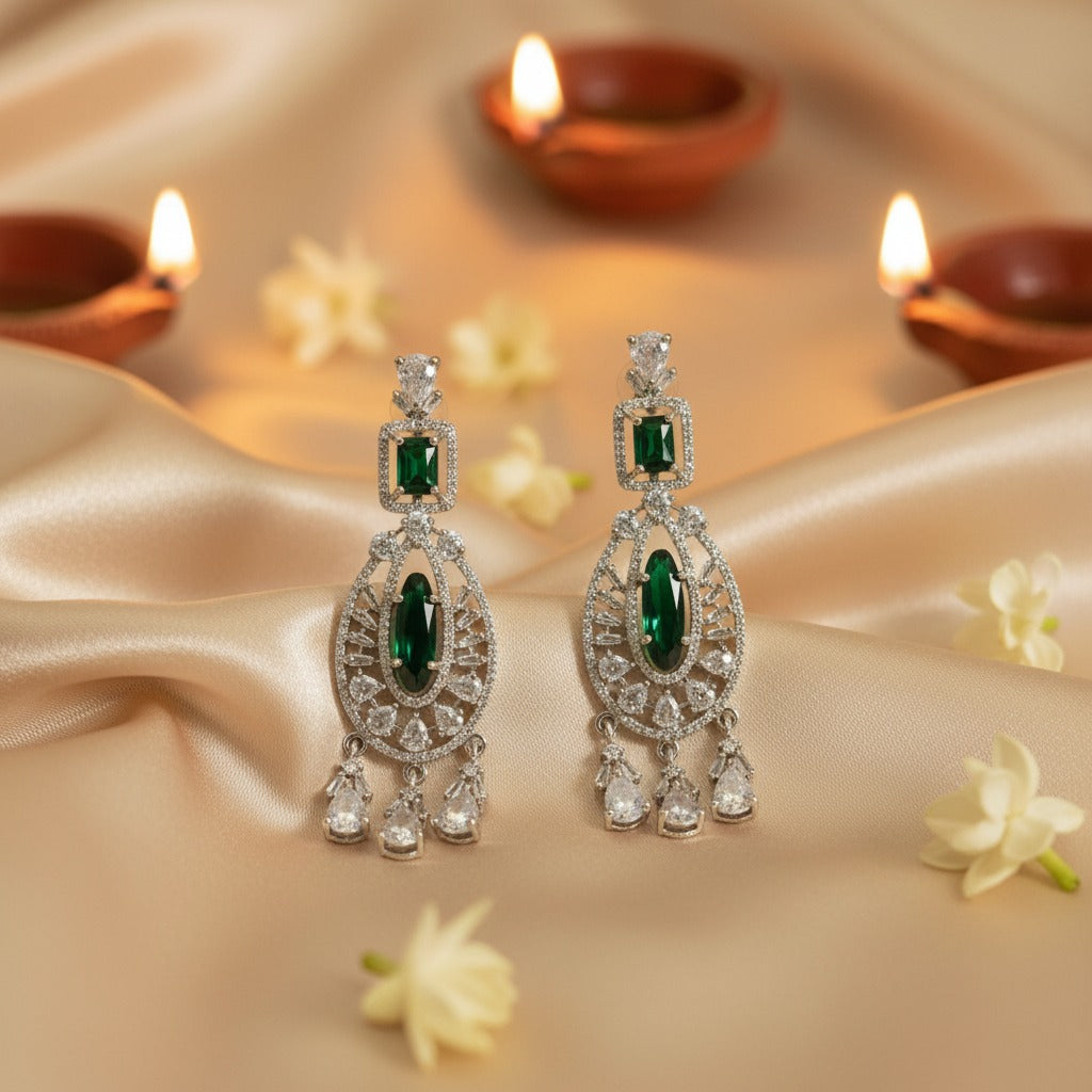 Emerald Luxe Crystal Drop Earrings