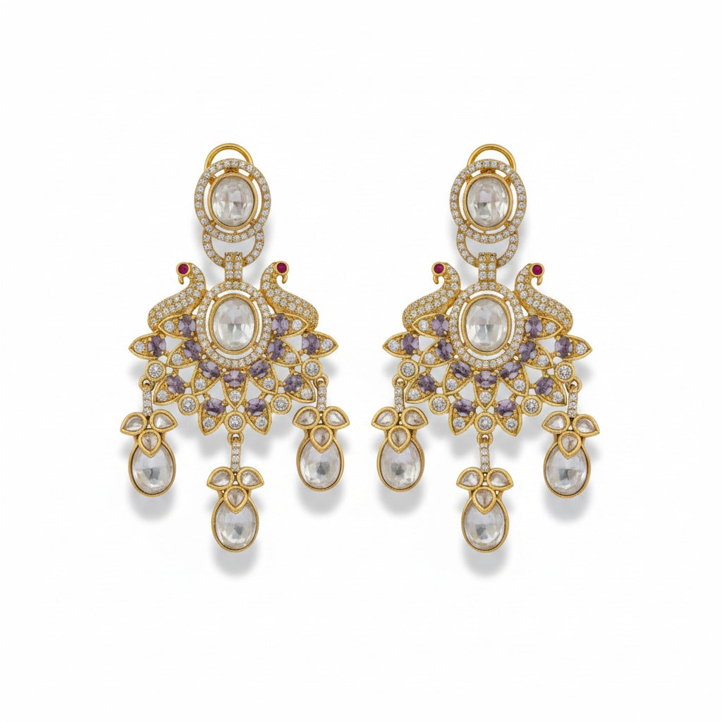 Royal Peacock Kundan Statement Earrings