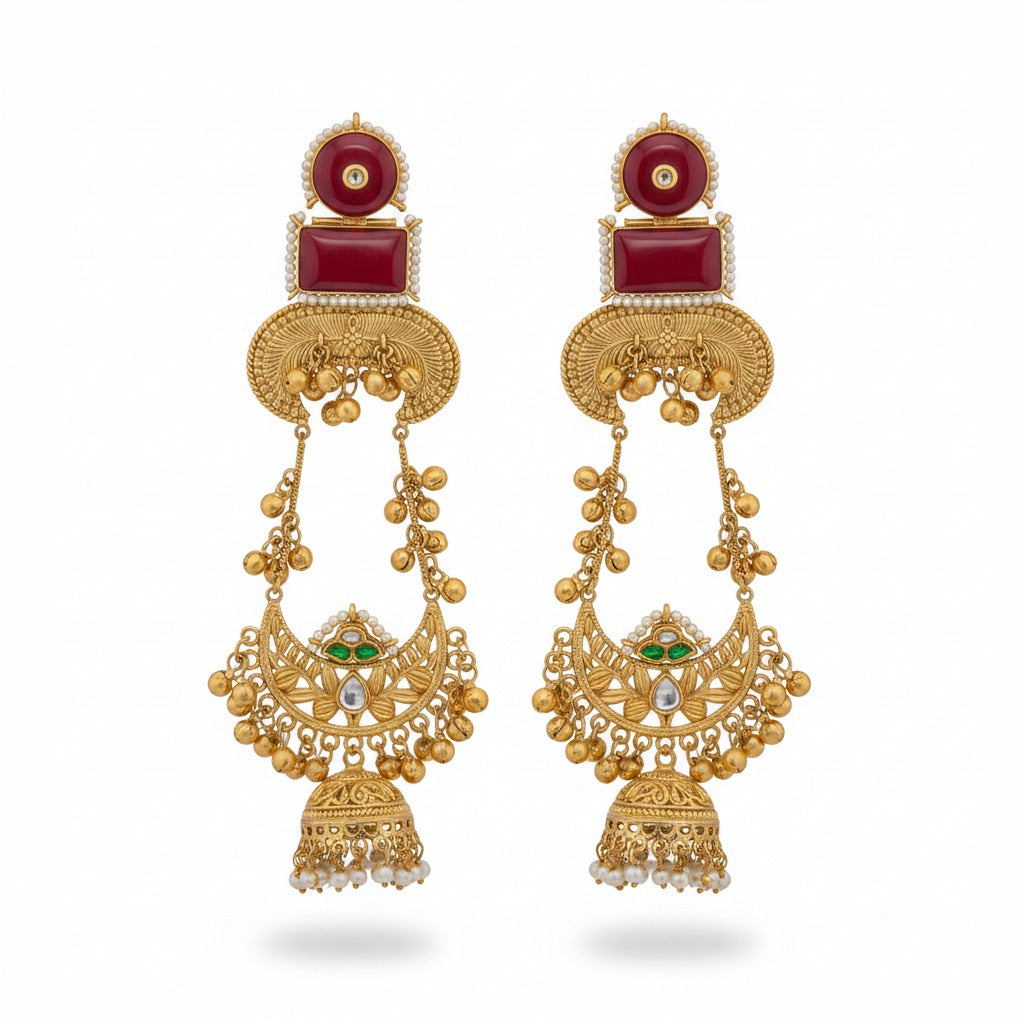 Royal Chandrika Kundan Pearl Drop Earrings