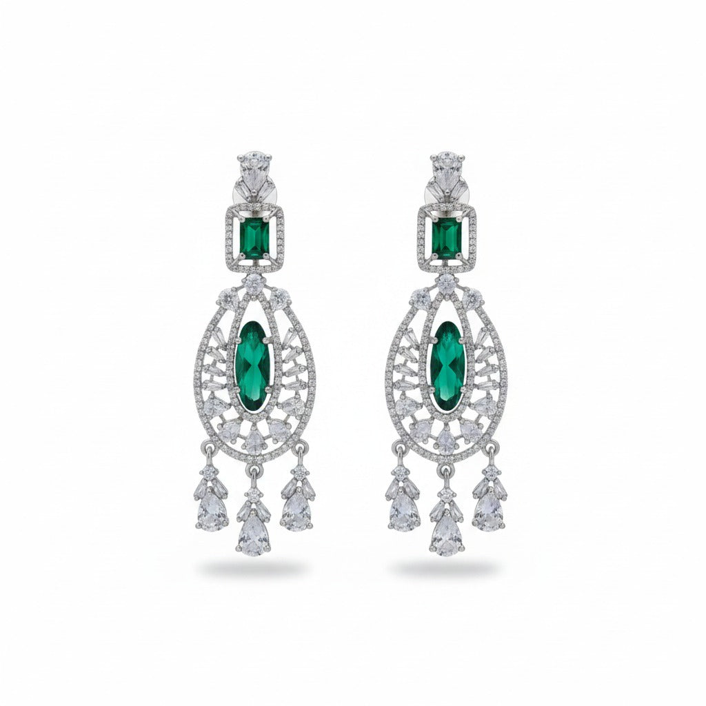 Emerald Luxe Crystal Drop Earrings
