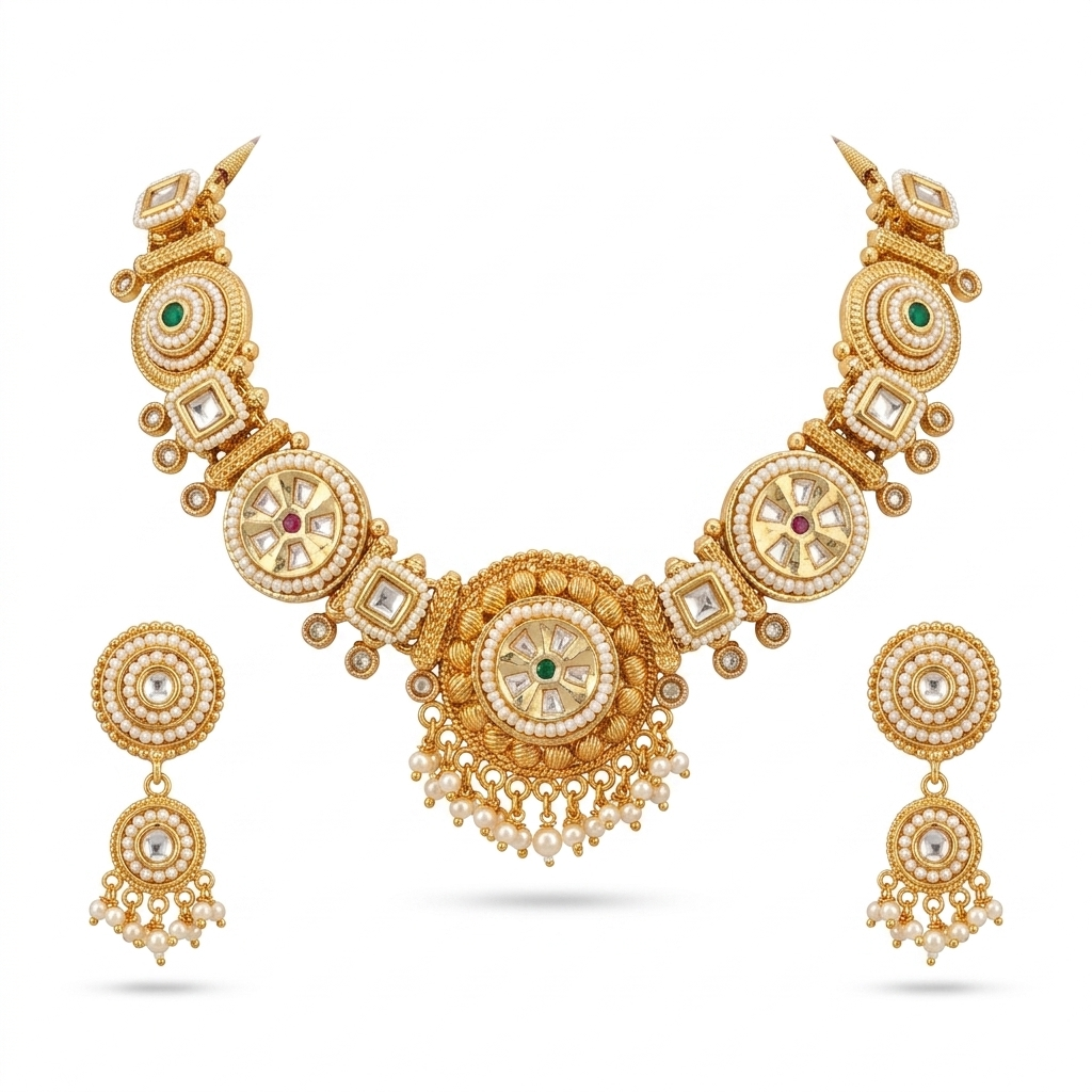 Royal Kundan Medallion Necklace Set