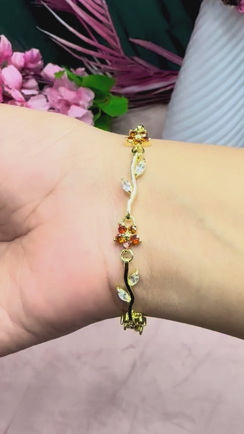 Rivaya Orange Floral Stone Bracelet