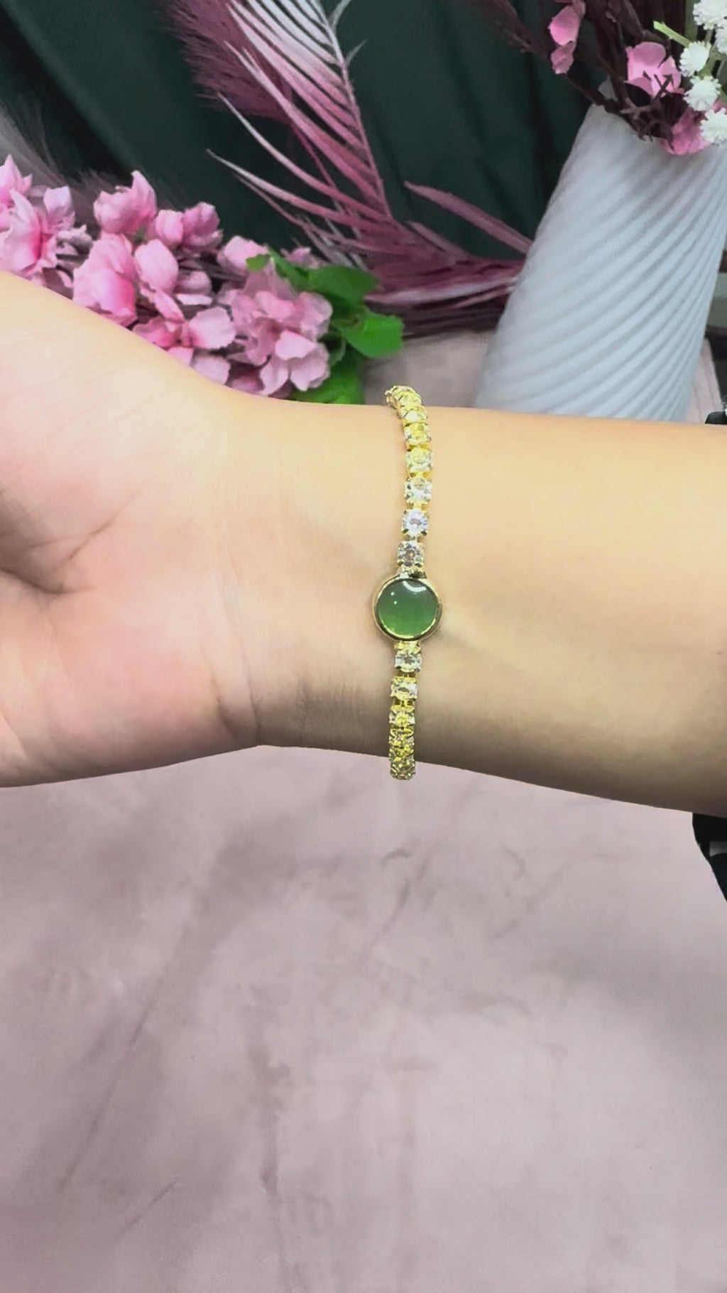 Elegant Green Stone Tennis Bracelet