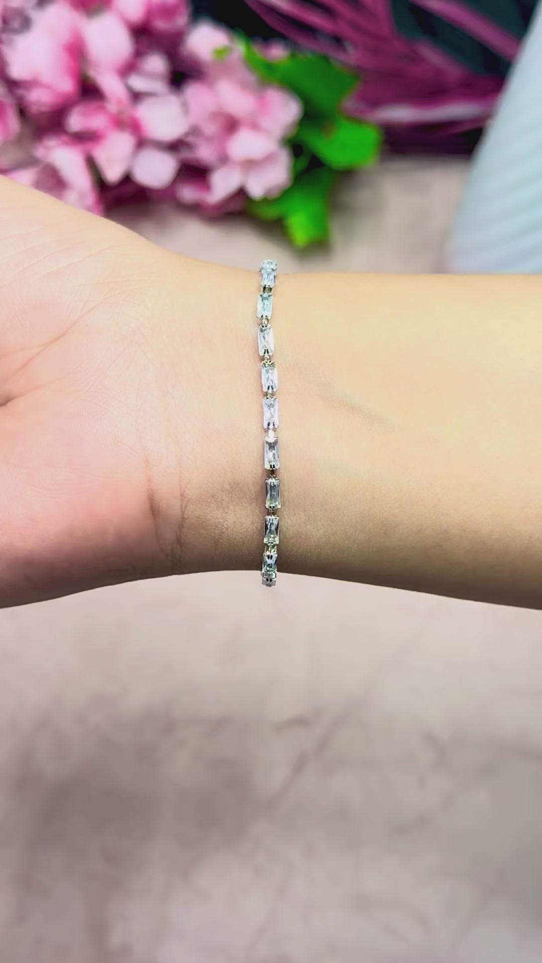 Silver Baguette Crystal Tennis Bracelet