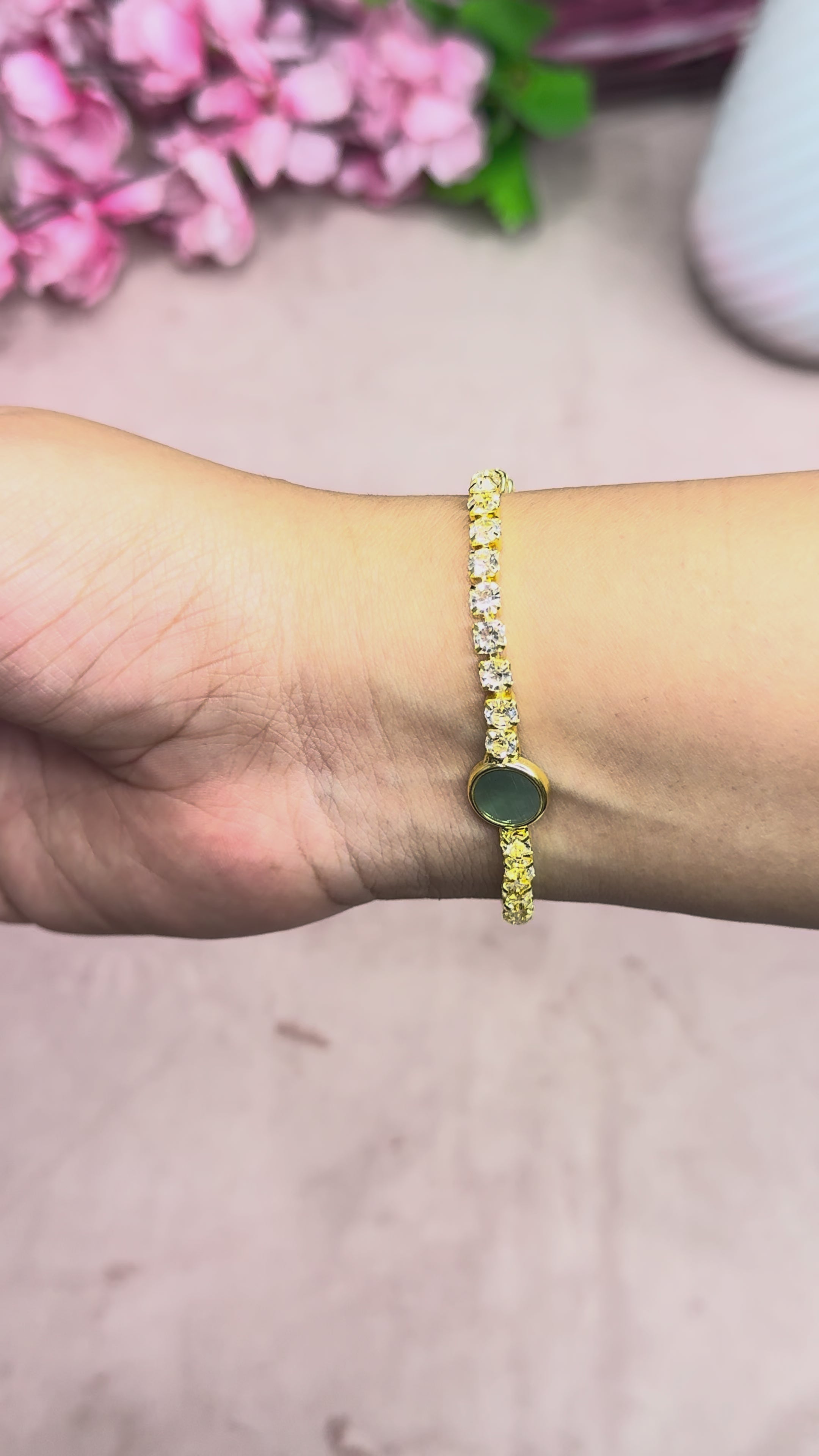 Elegant Sea Green Stone Tennis Bracelet