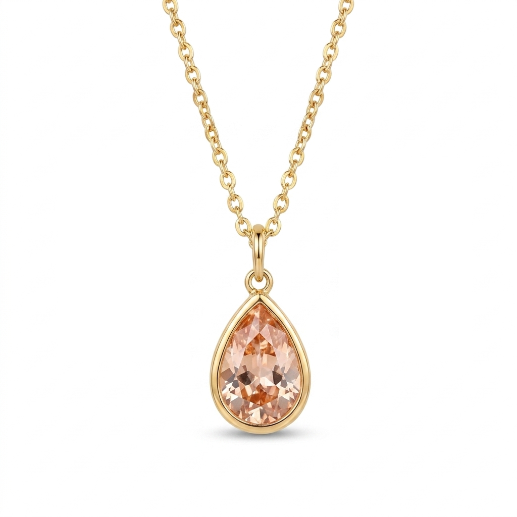 Champagne Drop Solitaire Necklace
