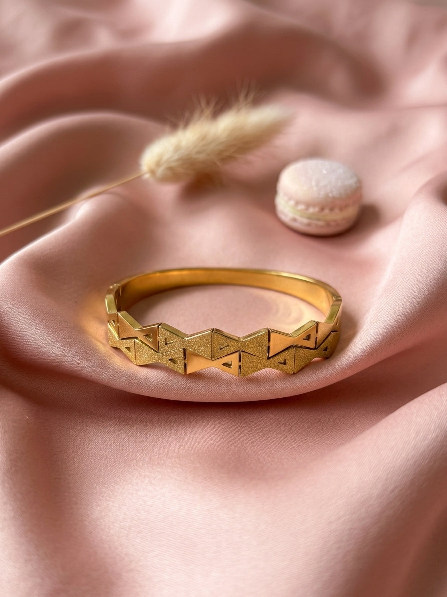 Geo Edge Gold Bangle Cuff