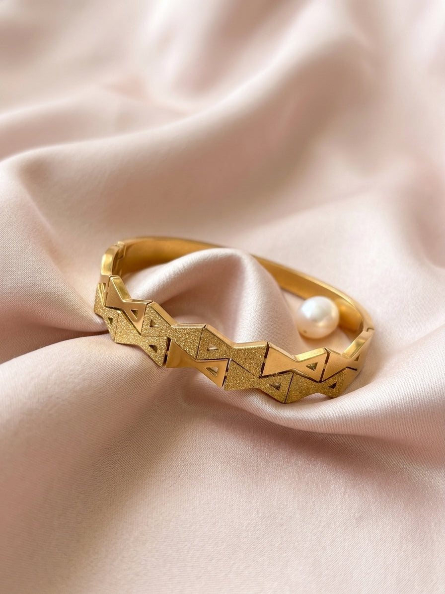 Geo Edge Gold Bangle Cuff